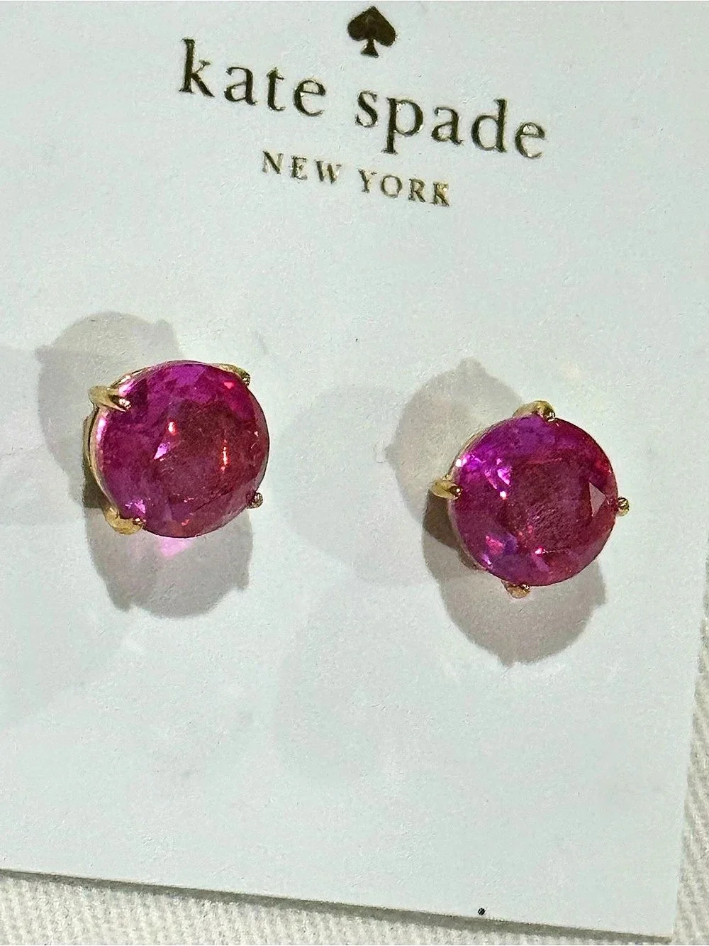 Kate Spade New York That Sparkle Round Stud Earrings Pink & Gold NWT